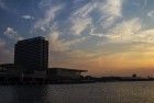 Sunset over the IJ river in Amsterdam