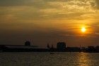 Sunset over the IJ river in Amsterdam