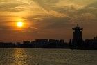 Sunset over the IJ river in Amsterdam