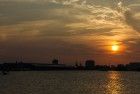 Sunset over the IJ river in Amsterdam