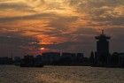 Sunset over the IJ river in Amsterdam