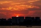 Sunset over the IJ river in Amsterdam