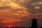 Sunset over the IJ river in Amsterdam