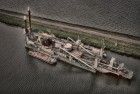 HDR drone picture of industrial barge