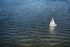 Lonely boat on lake Gooimeer