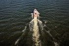 Speedboat on lake Gooimeer