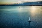 Sailing on lake Gooimeer during sunset