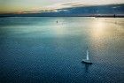 Sailing on lake Gooimeer during sunset