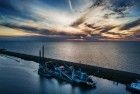 Industrial barge from my drone during sunset