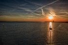 Sailing boat silhouette during sunset