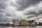 Buildings next to IJ river in Amsterdam