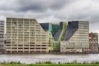 Buildings next to IJ river in Amsterdam