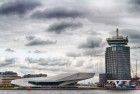 EYE film museum and A'DAM Toren on a cloudy day