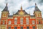 Looking up at Amsterdam Central Station