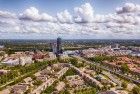 Drone view of business district of Almere