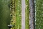 Top-down drone picture of of a dike