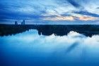 Drone panorama over lake Leeghwaterplas