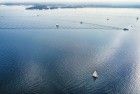 Sailing boats on lake Gooimeer