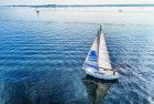 Sailing dad on lake Gooimeer, from my drone