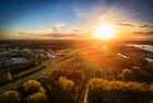 Autumn sunset by drone