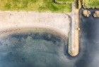 Top-down drone picture of a beach