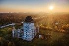 Drone sunset at Almere castle