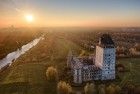 Drone picture of Almere castle during sunset