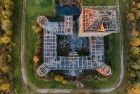 Top-down drone sunset of Almere Castle