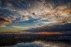 Drone sunset with clouds