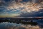 Cloudy sunset over lake Noorderplassen