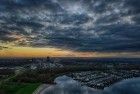 Drone sunset over lake Noorderplassen