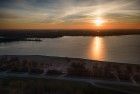 Sunset drone view over lake IJmeer