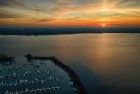 Drone sunset over Muiderzand marina