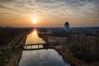 Drone sunset at Almere castle