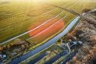 Drone sunset over the fields near Weesp