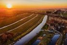 Sunset drone picture of windmill near Weesp