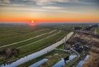 Drone sunset over the fields near Weesp