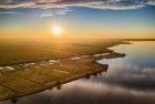 Sunset drone picture over lake Eemmeer