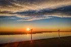 Windmills during sunset, as seen from my drone