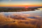 Drone sunset over lake Eemmeer