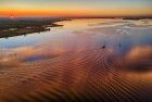 Sunset drone picture of lake Eemmeer