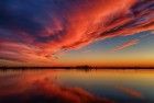 Drone picture of lake Eemmeer right after sunset