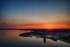 Drone sunset over Almere-Haven