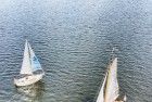 Sailing boats on lake Gooimeer