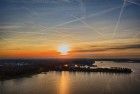 Sunset drone picture of lake Noorderplassen