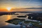 Sunset drone picture of camping Waterhout