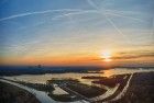 Sunset drone panorama of lake Noorderplassen