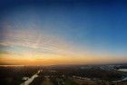 Sunset drone panorama near Almere Castle