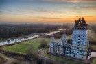 Sunset drone picture of Almere Castle