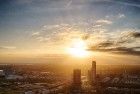 Drone sunset of Almere-Stad city centre